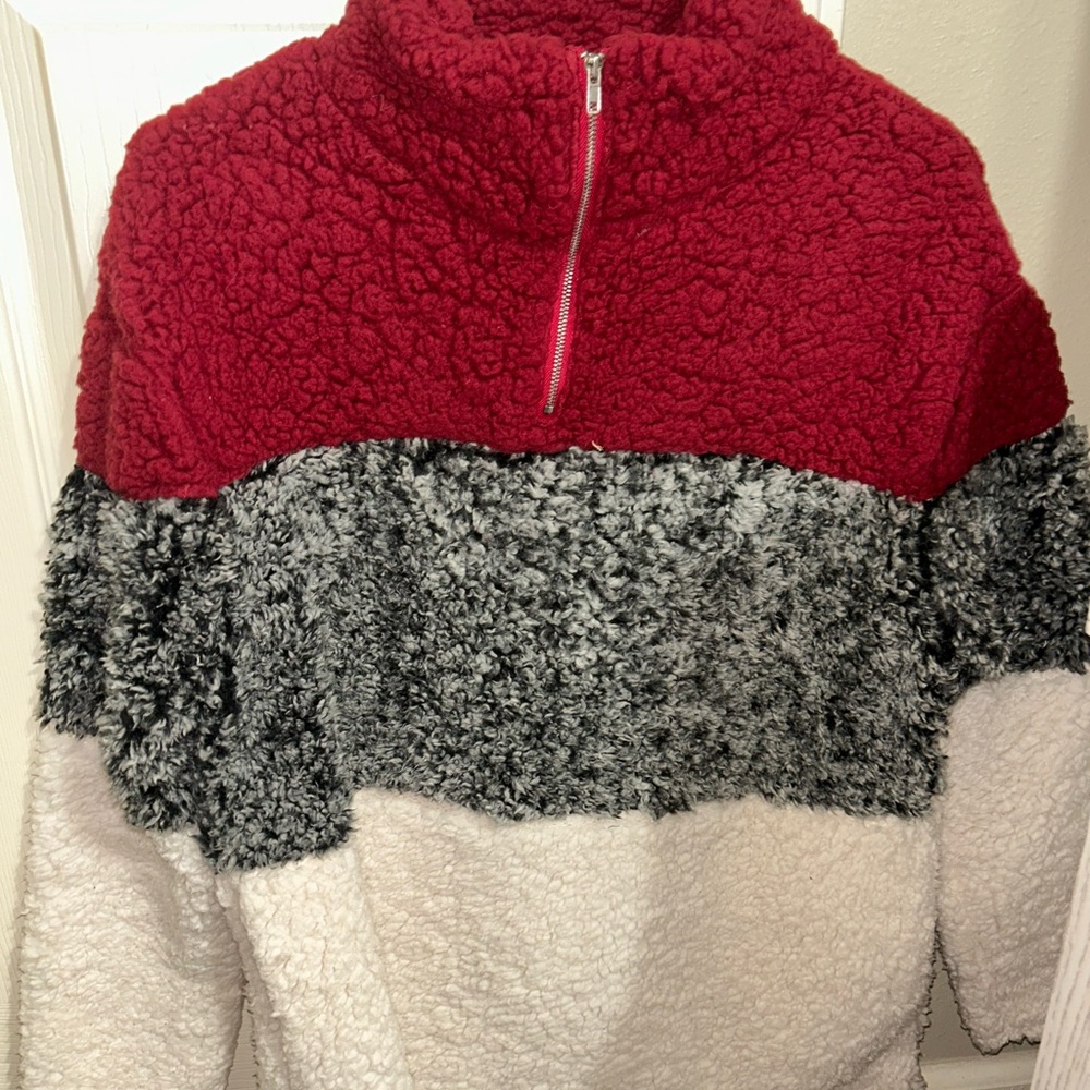Fleece Christmas Colored Pullover with Pockets